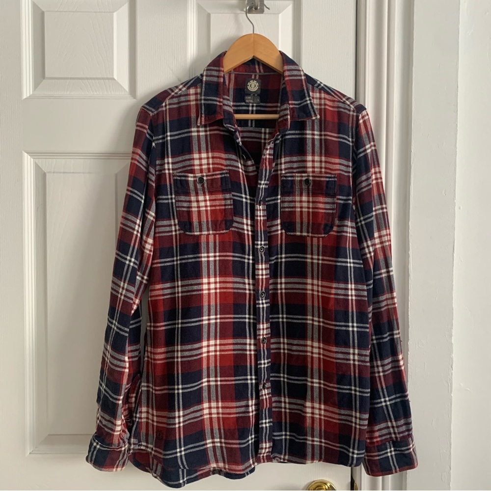 Element Red & Navy Plaid Flannel Shirt